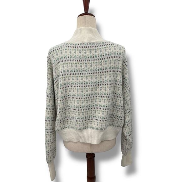 NWT Sugar Moon Icelandic Sweater Size Medium Cream Green Fair Isle Print Noridc - Picture 5 of 8